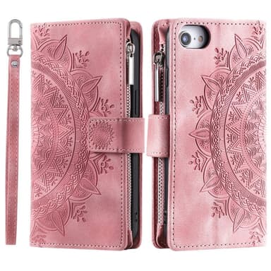 iPhone 16e -lompakkokotelon kuoren kuoren Mandala-kukkakuvio