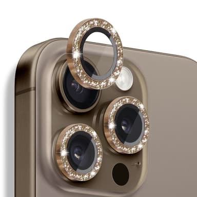 NORTHJO Kameran Linssinsuoja Glitterillä iPhone 16 Pro / 16 Pro Max, Karkaistu Lasi ja Metalli