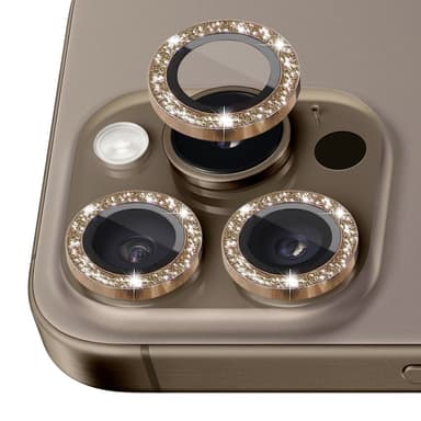 NORTHJO Kameran Linssinsuoja Glitterillä iPhone 16 Pro / 16 Pro Max, Karkaistu Lasi ja Metalli