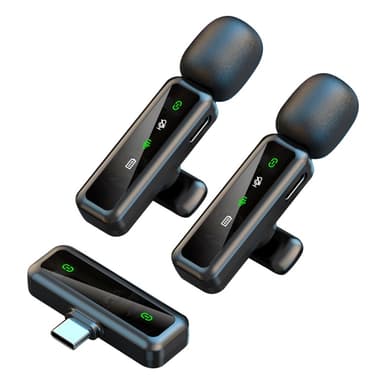 Langaton Lavalier Microphone Noise Reduction 2 lähetintä + 1 vastaanotin - USB-C