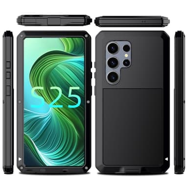 Samsung Galaxy S25 Ultra Heavy Duty silikoni + metallikuori + karkaistu lasi