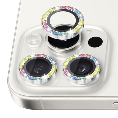 NORTHJO Kameran Linssinsuoja Glitterillä iPhone 16 Pro / 16 Pro Max, Karkaistu Lasi ja Metalli