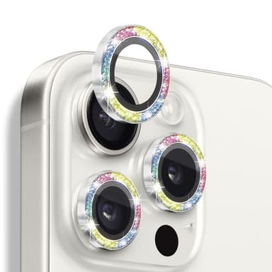 NORTHJO Kameran Linssinsuoja Glitterillä iPhone 16 Pro / 16 Pro Max, Karkaistu Lasi ja Metalli