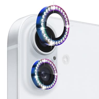 NORTHJO Kameran Linssinsuoja Strassilla iPhone 16 / 16 Plus, Karkaistu Lasi