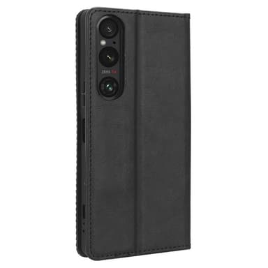 Wallet Stand Flip Puhelinkotelo Xperia 1 V:lle - Musta
