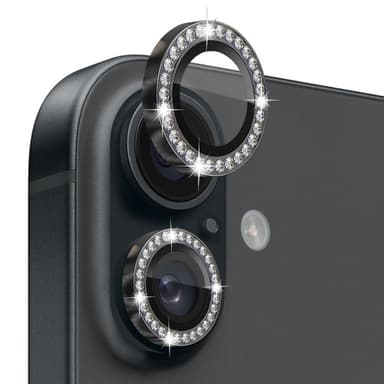 NORTHJO Kameran Linssinsuoja Strassilla iPhone 16 / 16 Plus, Karkaistu Lasi