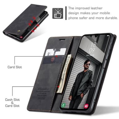 CASEME Retro Lompakkokotelo Samsung Galaxy A16 - Musta