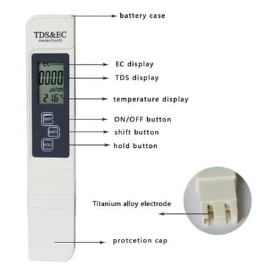 3-in-1 Digitaalinen ilmaisintesti vedenlaadulle LCD TDS EC TEMP -testikynä