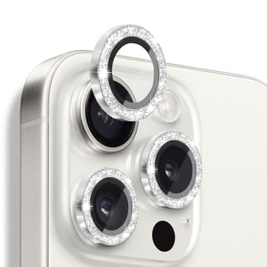 NORTHJO Kameran Linssinsuoja Glitterillä iPhone 16 Pro / 16 Pro Max, Karkaistu Lasi ja Metalli