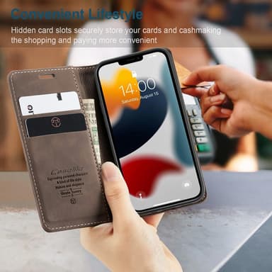 CASEME Retro lompakkokotelo iPhone 13: lle - Kahvi