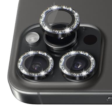 NORTHJO Kameran Linssinsuoja Glitterillä iPhone 16 Pro / 16 Pro Max, Karkaistu Lasi ja Metalli