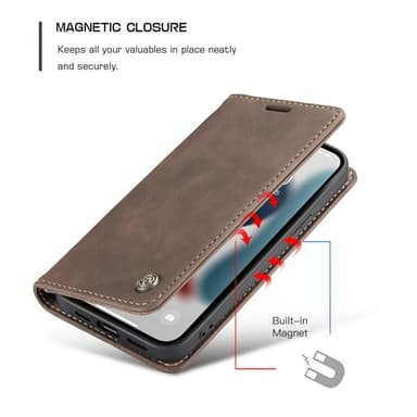 CASEME Retro lompakkokotelo iPhone 13: lle - Kahvi