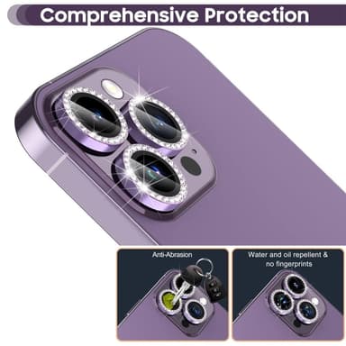 iPhone 16 Pro 16 Pro Max -kameran linssisuojalle karkaistu lasi + metallirengas - Violetti