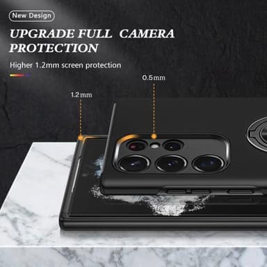 Samsung Galaxy S23 Ultra Sormenrengastuki Hybridikotelo - Musta