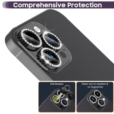 iPhone 16 Pro 16 Pro Max -kameran linssisuojalle karkaistu lasi + metallirengas - musta