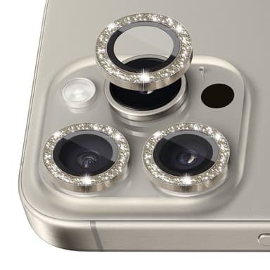 NORTHJO Kameran Linssinsuoja Glitterillä iPhone 16 Pro / 16 Pro Max, Karkaistu Lasi ja Metalli
