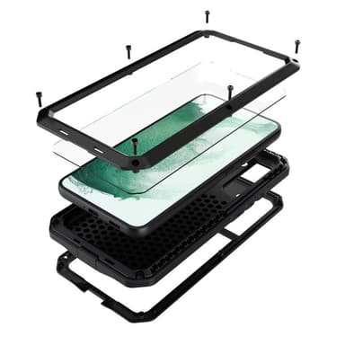 Samsung Galaxy S22 silikonimetallihybridipuhelinkotelo karkaistu lasi pölyä estävä