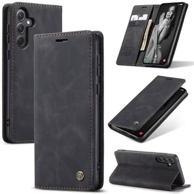 CASEME Retro Lompakkokotelo Samsung Galaxy A56 - Musta