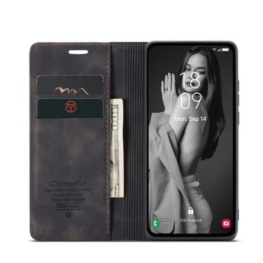 CASEME Retro Lompakkokotelo Samsung Galaxy A56 - Musta