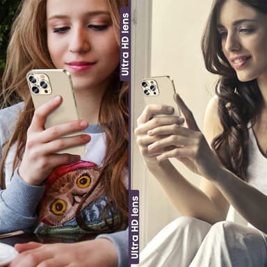 iPhone 16 Pro 16 Pro Max -kameran linssisuojalle karkaistu lasi + metallirengas - Kulta