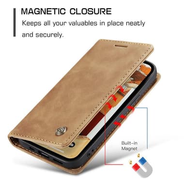 CASEME Retro lompakkokotelo iPhone 15: lle - Kahvi