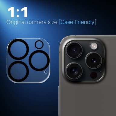 NORTHJO 2 kpl Kameran Linssinsuoja Mustilla Kehyksillä iPhone 16 Pro / 16 Pro Max, HD Kirkas Karkaistu Lasi 3D Kattava Suoja