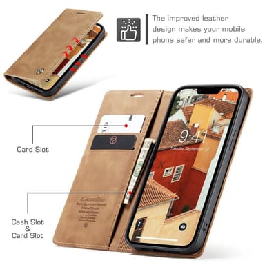 CASEME Retro lompakkokotelo iPhone 15: lle - Kahvi