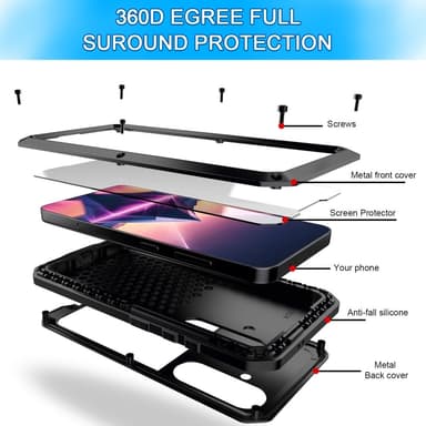 Samsung Galaxy S25 Heavy Duty silikoni + metallikuori + karkaistu lasi