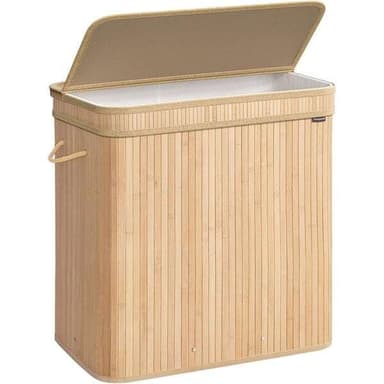 Pyykkikori kannella ja kantokahvalla 150L - Bambu