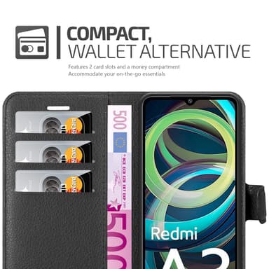 Xiaomi RedMi A3 / A3X Suojakuori Lompakkokotelo (Musta)