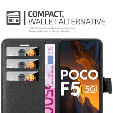 Xiaomi Poco F5 Suojakuori Lompakkokotelo (Musta)