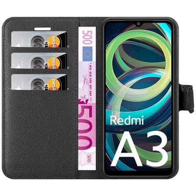 Xiaomi RedMi A3 / A3X Suojakuori Lompakkokotelo (Musta)