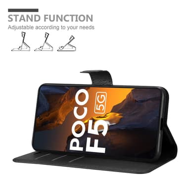 Xiaomi Poco F5 Suojakuori Lompakkokotelo (Musta)