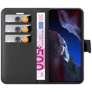 Xiaomi Poco F5 Pro Suojakuori Lompakkokotelo (Musta)