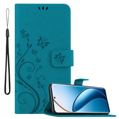 Realme 12 Pro Suojakuori Lompakkokotelo Kukka (Sininen)
