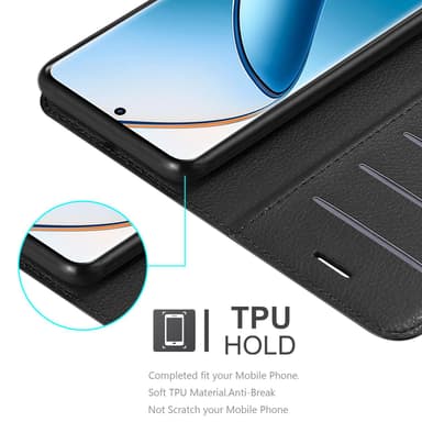 Realme 12 Pro Suojakuori Lompakkokotelo (Musta)