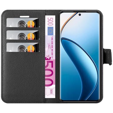 Realme 12 Pro Suojakuori Lompakkokotelo (Musta)