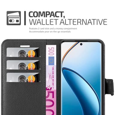 Realme 12 Pro Suojakuori Lompakkokotelo (Musta)
