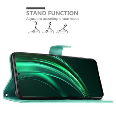 Realme 13 Suojakuori Lompakkokotelo Kukka (Turkoosi)