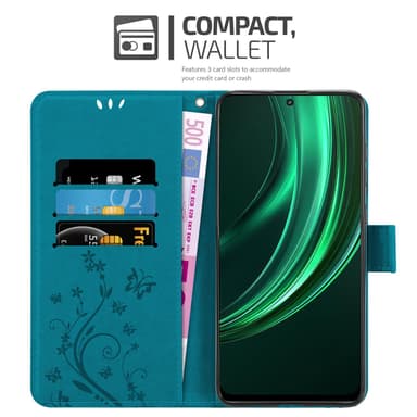 Realme 13 Suojakuori Lompakkokotelo Kukka (Sininen)