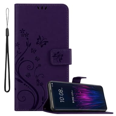 HTC U24 PRO Suojakuori Lompakkokotelo Kukka (Violetti)
