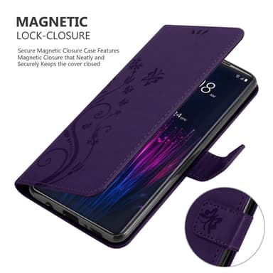 HTC U24 PRO Suojakuori Lompakkokotelo Kukka (Violetti)