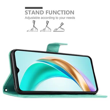 Honor X6b Suojakuori Lompakkokotelo Kukka (Turkoosi)