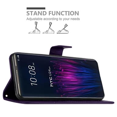 HTC U24 PRO Suojakuori Lompakkokotelo Kukka (Violetti)