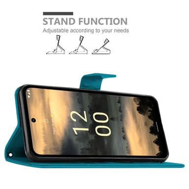 Nokia XR21 Suojakuori Lompakkokotelo Kukka (Sininen)