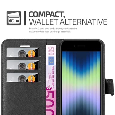 iPhone SE4 Suojakuori Lompakkokotelo (Musta)