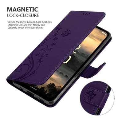 Nokia XR21 Suojakuori Lompakkokotelo Kukka (Violetti)