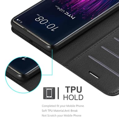 HTC U24 PRO Suojakuori Lompakkokotelo (Musta)