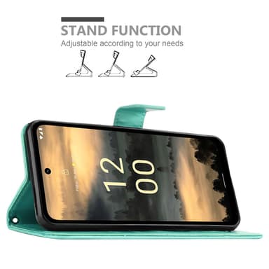 Nokia XR21 Suojakuori Lompakkokotelo Kukka (Turkoosi)