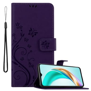 Honor X6b Suojakuori Lompakkokotelo Kukka (Violetti)